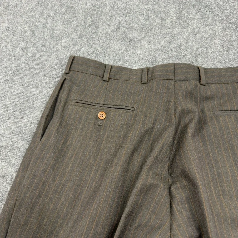 Nautica Suit Mens 44R 38W Brown Wool Pinstripe Two Piece Business Classic
